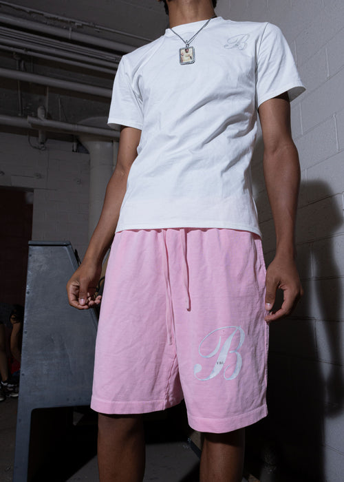 B pink shorts