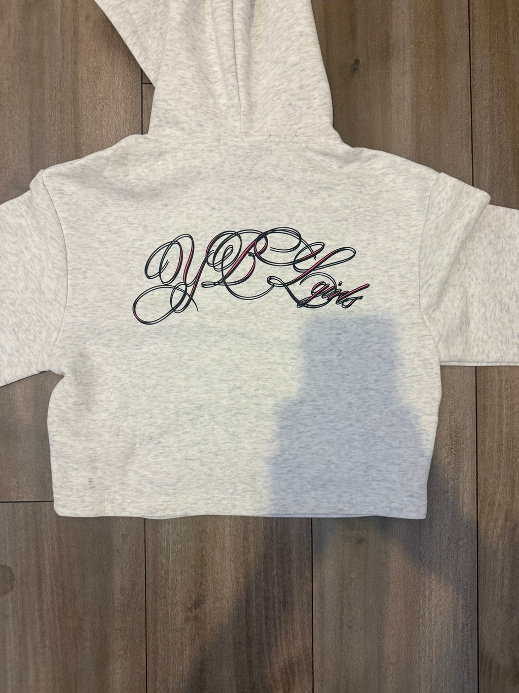 YBL girls cropped  grey zip up hoodie