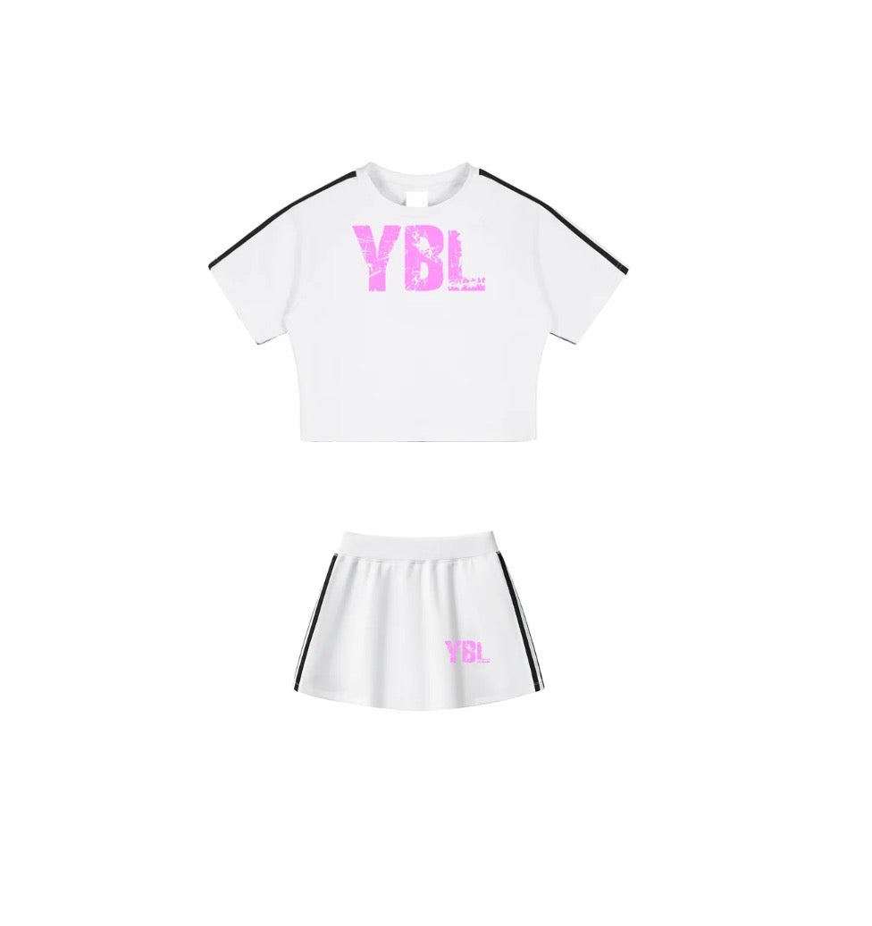 girls strip skirt set