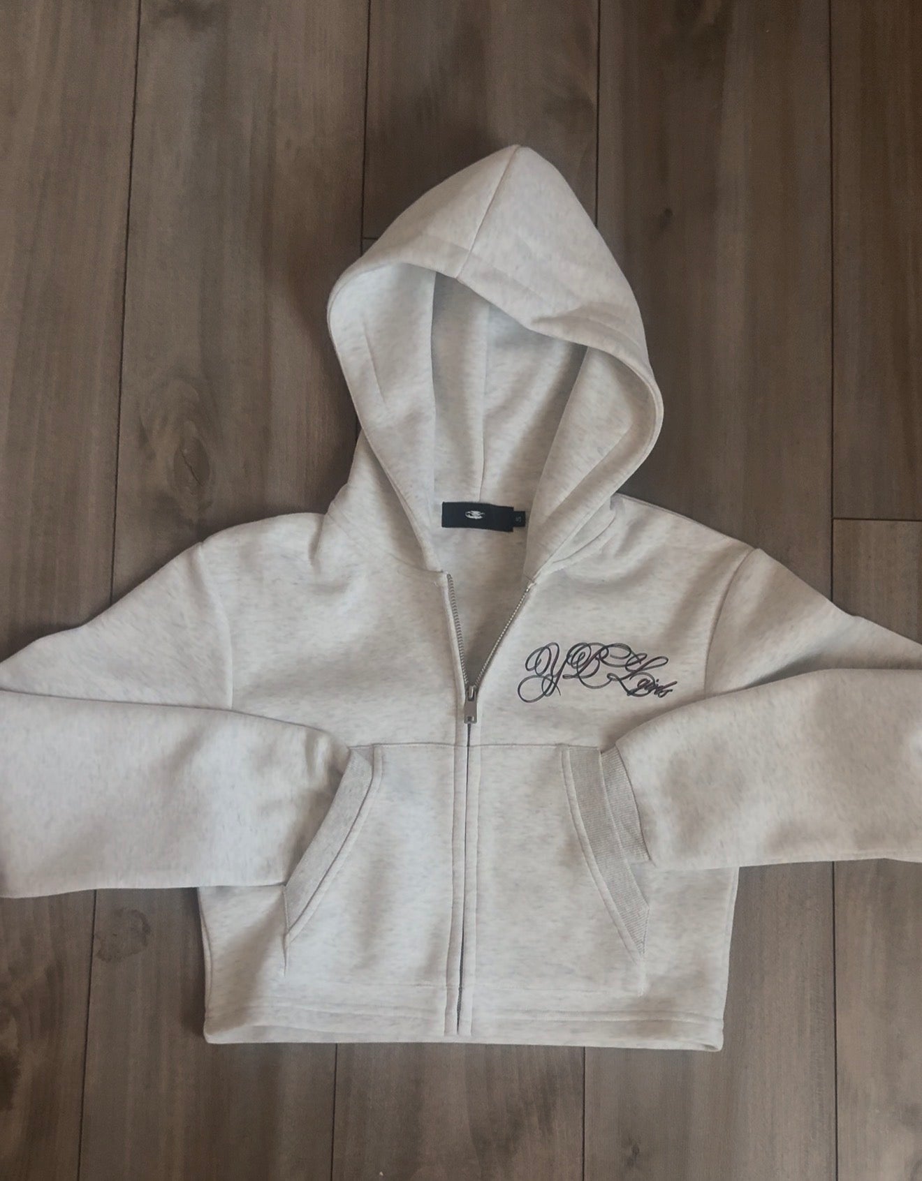 YBL girls cropped  grey zip up hoodie